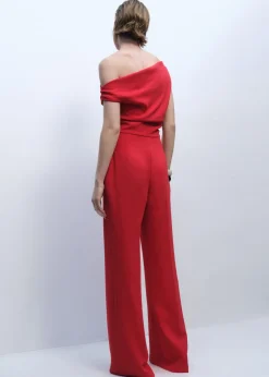 Dame MANGO Long asymmetrical draped jumpsuit