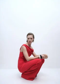 Dame MANGO Long asymmetrical draped jumpsuit