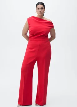 Dame MANGO Long asymmetrical draped jumpsuit
