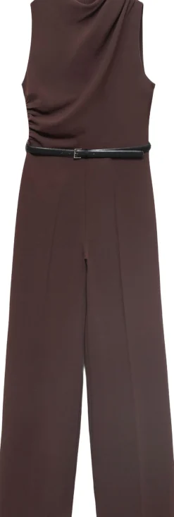 Long jumpsuit with draped neck and><noscript><img width=