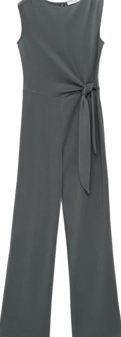 MANGO Long jumpsuit with knot Charcoal Sale