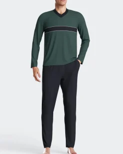 Impetus Long Pyjama set in Cotton Green New