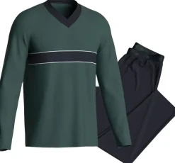 Impetus Long Pyjama set in Cotton Green New