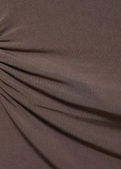 MANGO Lurex knitted top with crossed back Lt pastel brown