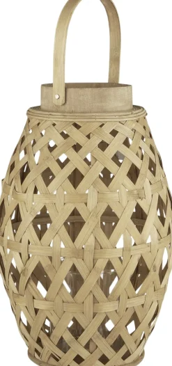 Lygte m/glasindsats og hank krydsflettet bambus>Ib Laursen