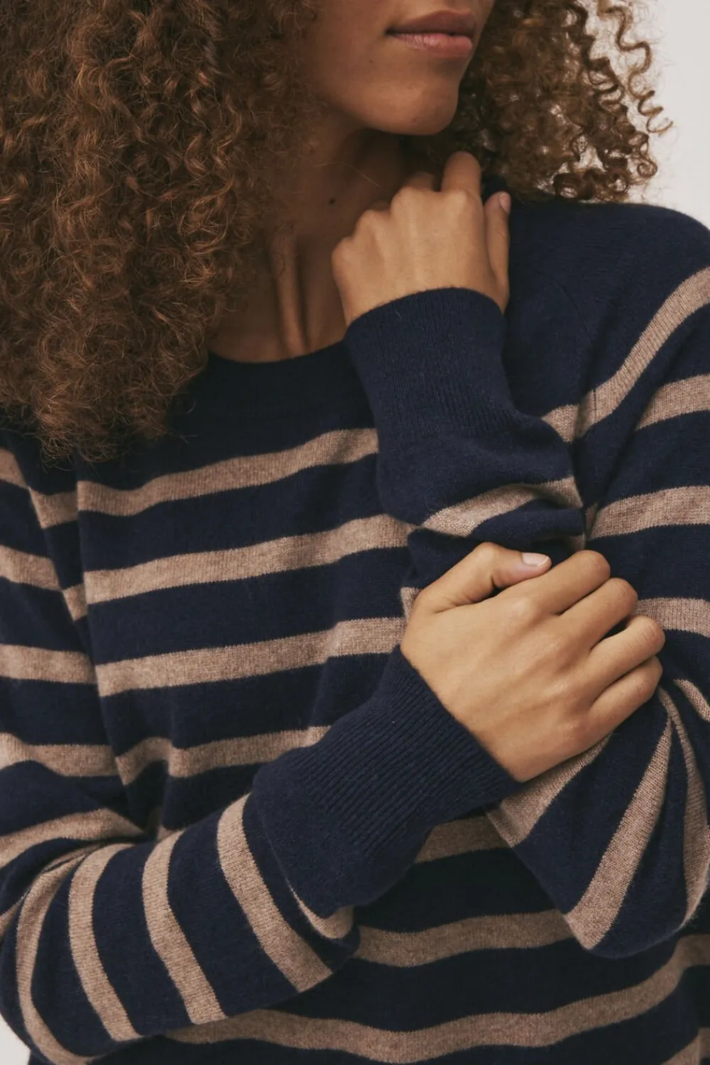 Magasin du Nord Collection Mabel 2 - 100% Cashmere Sand / navy stripe Discount