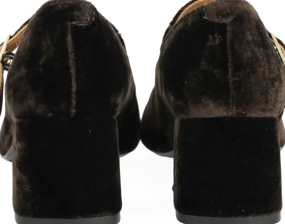 ANGULUS Mary Jane i blød velour med skulptu 3466 brown