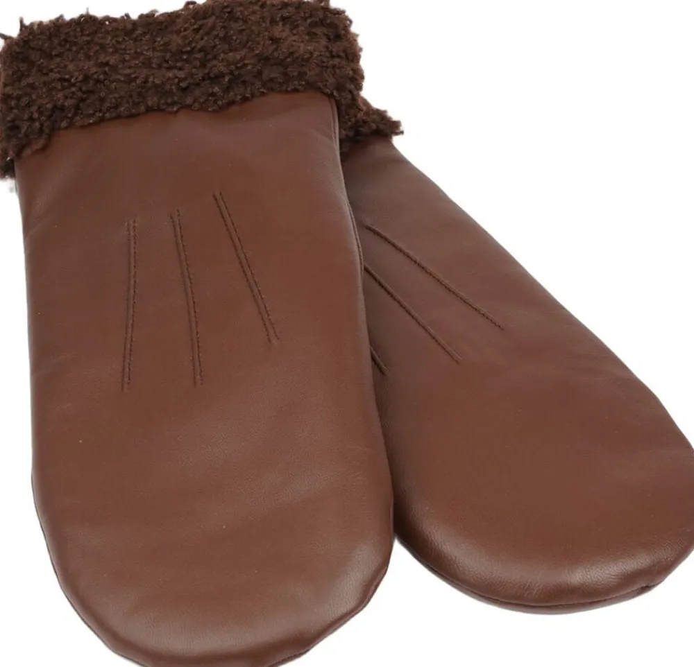 MATERA - FEMININE LEATHER MITTENS W/ CURLY SHEARLING>Lovelies Hot