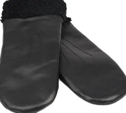Lovelies MATERA - FEMININE LEATHER MITTENS W/ CURLY SHEARLING Black Outlet