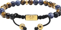 Men's Beaded Bracelet with Dumortierite, Brown Tiger Eye and>Nialaya Sale