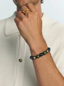 Men's Beaded Bracelet with colored Ceramic & Gold Balls>Nialaya Sale