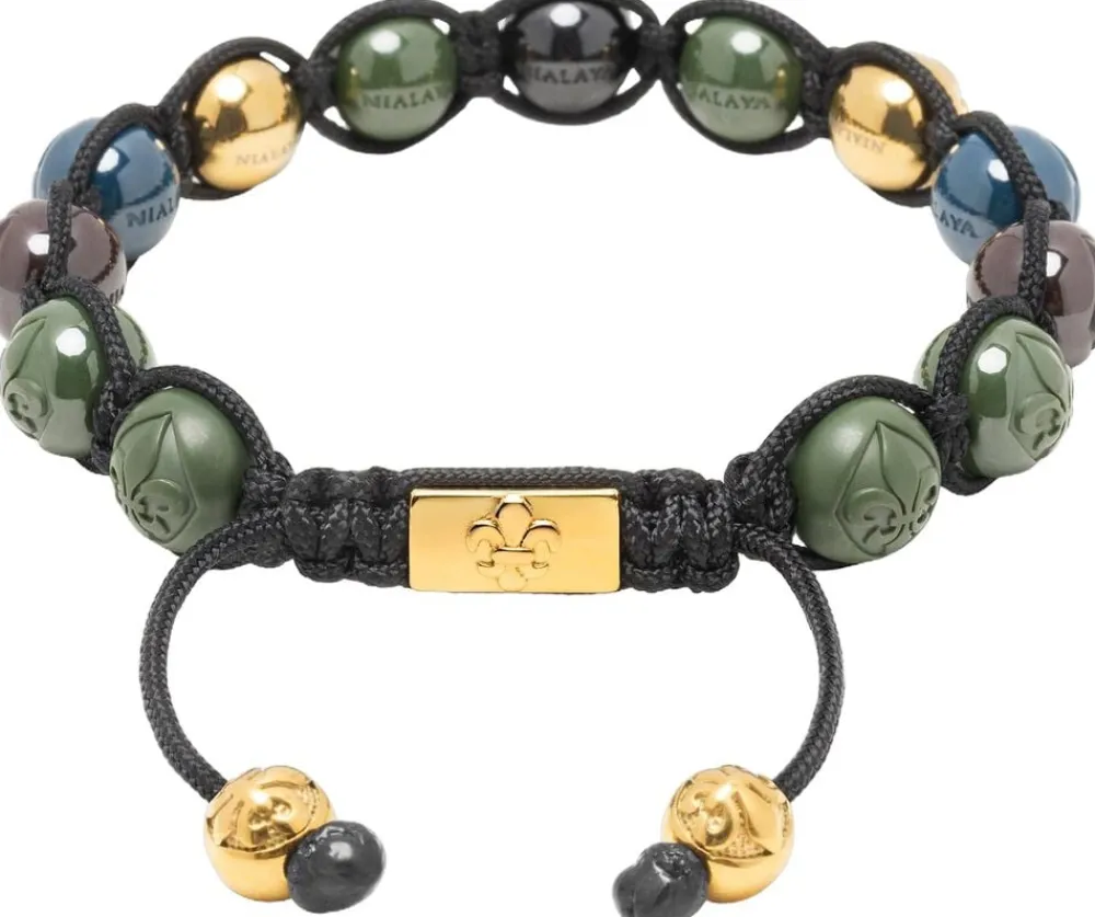 Men's Beaded Bracelet with colored Ceramic & Gold Balls>Nialaya Sale
