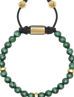Nialaya Men's Beaded Bracelet with Malachite and Gold Plating Green Online