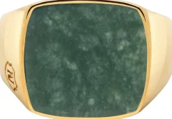 Nialaya Men's Gold Signet Ring with African Turquoise