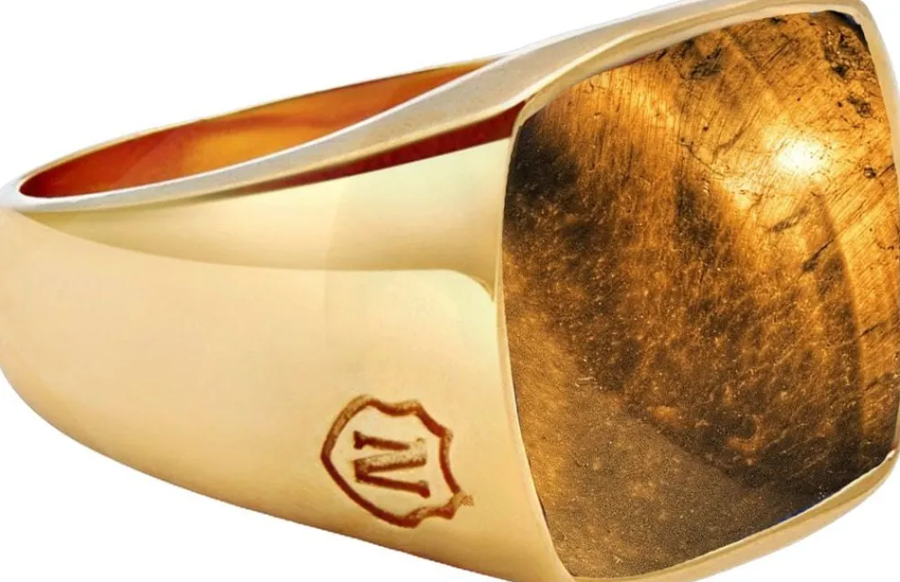 Men's Signet Ring with Brown Tiger Eye>Nialaya Online