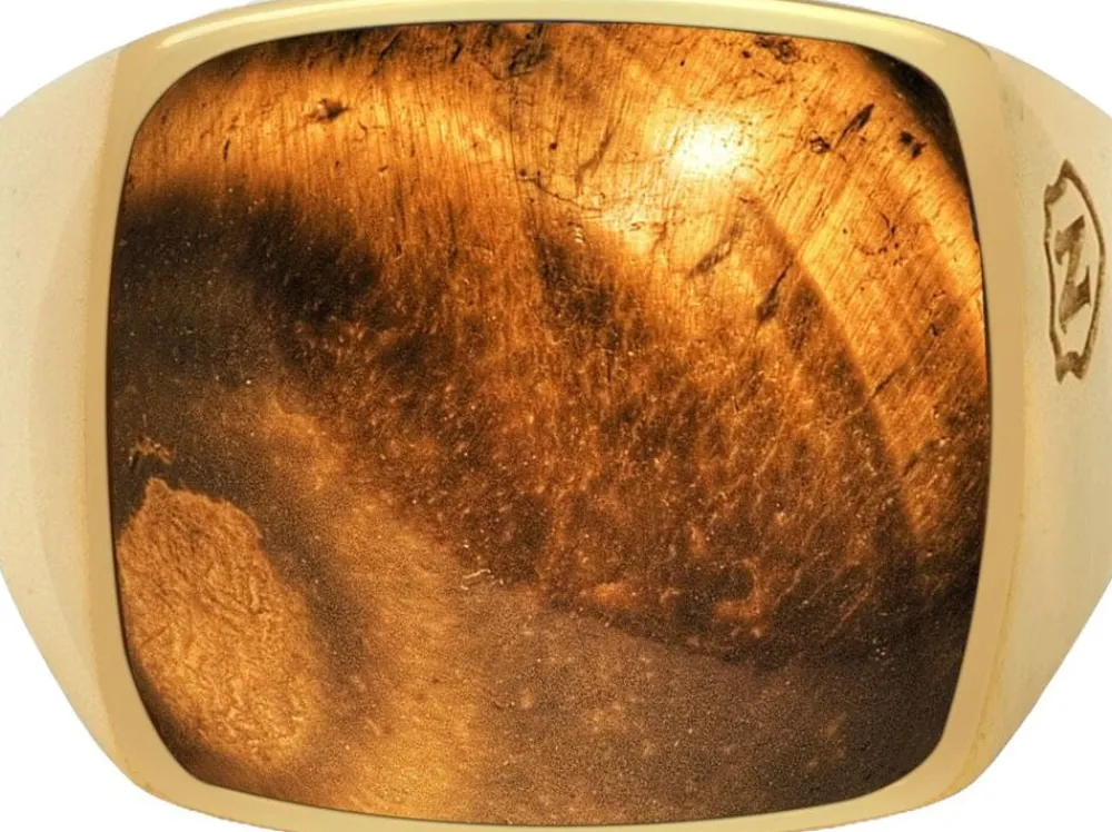 Men's Signet Ring with Brown Tiger Eye>Nialaya Online