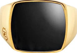 Nialaya Men's Signet Ring with Onyx Gold