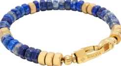 Men's Hexagon Beaded Bracelet with Lapis and Gold><noscript><img width=