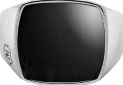 Nialaya Men's Signet Ring with Onyx Silver Sale