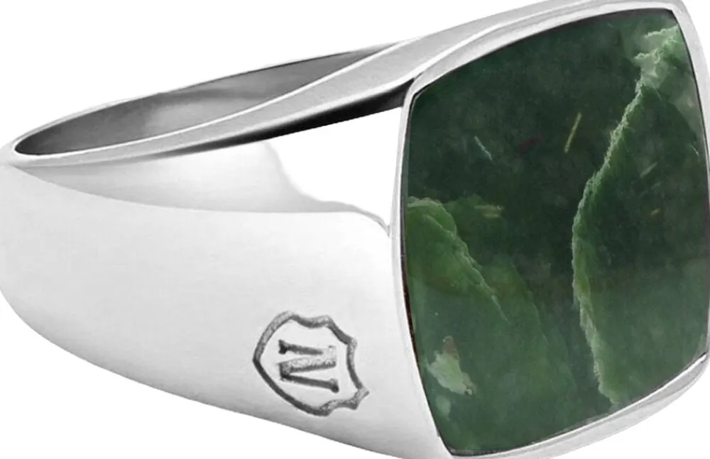 Nialaya Men's Signet Ring with African Turquoise Silver Discount