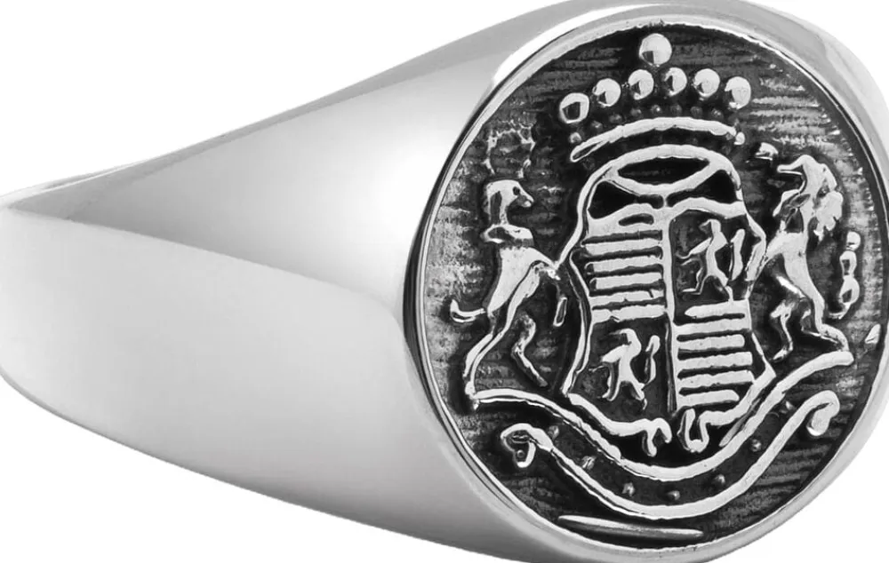 Nialaya Men's Stainless Steel Crest Ring