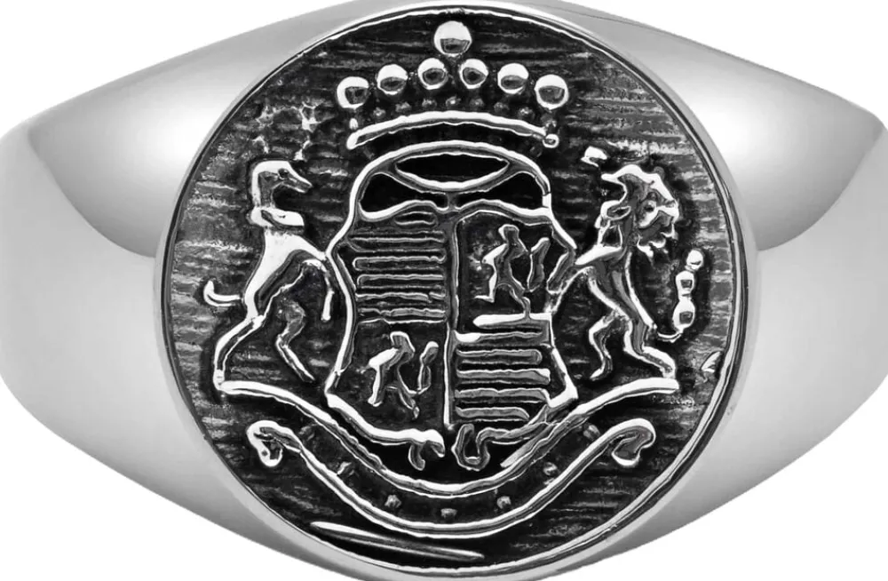 Nialaya Men's Stainless Steel Crest Ring