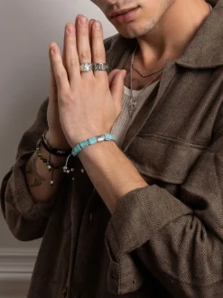 Nialaya Men's Stainless Steel Crest Ring