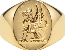 Nialaya Men's Stainless Steel Lion Crest Ring with Plating Gold Sale