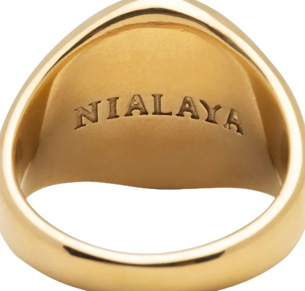 Nialaya Men's Stainless Steel Lion Crest Ring with Plating Gold Sale