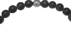 Nialaya Men's Wristband with Matte Onyx and CZ Diamond