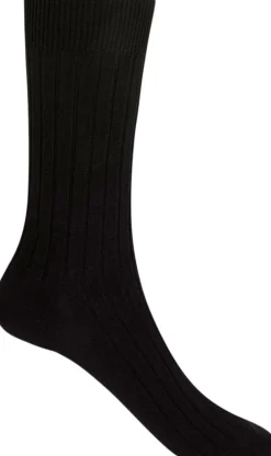 Punto Blanco Mercerised wool socks - ribbed Black Clearance