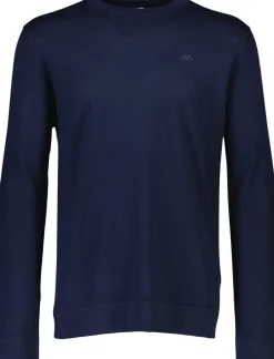 Lindbergh Merino strik med rund hals Blå Outlet