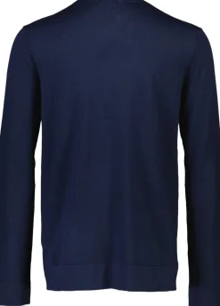 Lindbergh Merino strik med rund hals Blå Outlet