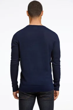 Lindbergh Merino strik med rund hals Blå Outlet