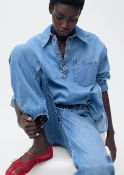 MANGO Mesh ballet flats with strap and bu Red Best