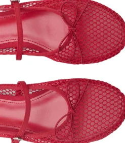 MANGO Mesh ballet flats with strap and bu Red Best