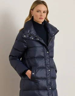 Lauren Ralph Lauren Metallic Funnelneck Down Maxicoat Dk navy Hot