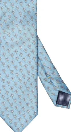 Mid blue Motif Print Silk Tie>ETON Outlet