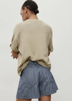 Dame MANGO Mid-rise striped denim shorts