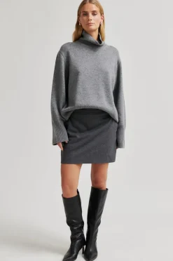 Second Female Milea Mini Skirt Dark grey melange Sale
