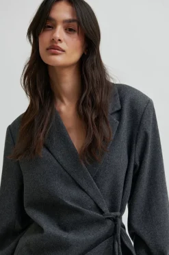 Second Female Milea Wrap Shirt Dark grey melange Sale