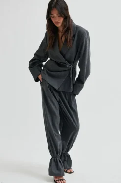 Second Female Milea Wrap Shirt Dark grey melange Sale