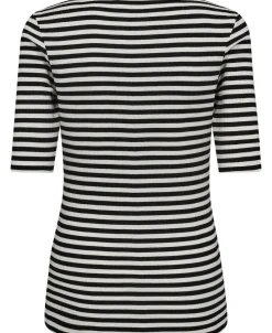 Magasin du Nord Collection Milla 23 Short sleeve top - 100% Organic Cotton GOTS Star white / black stripe Best