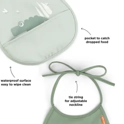 Børn Done by Deer Mini hagesmæk m/lomme 2 stk. Croco Grøn