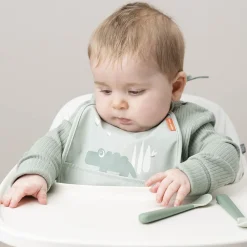 Børn Done by Deer Mini hagesmæk m/lomme 2 stk. Croco Grøn