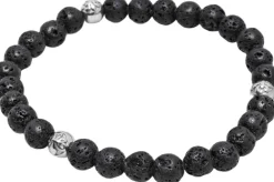 6mm Lava Stone Bracelet with Silver Balls><noscript><img width=