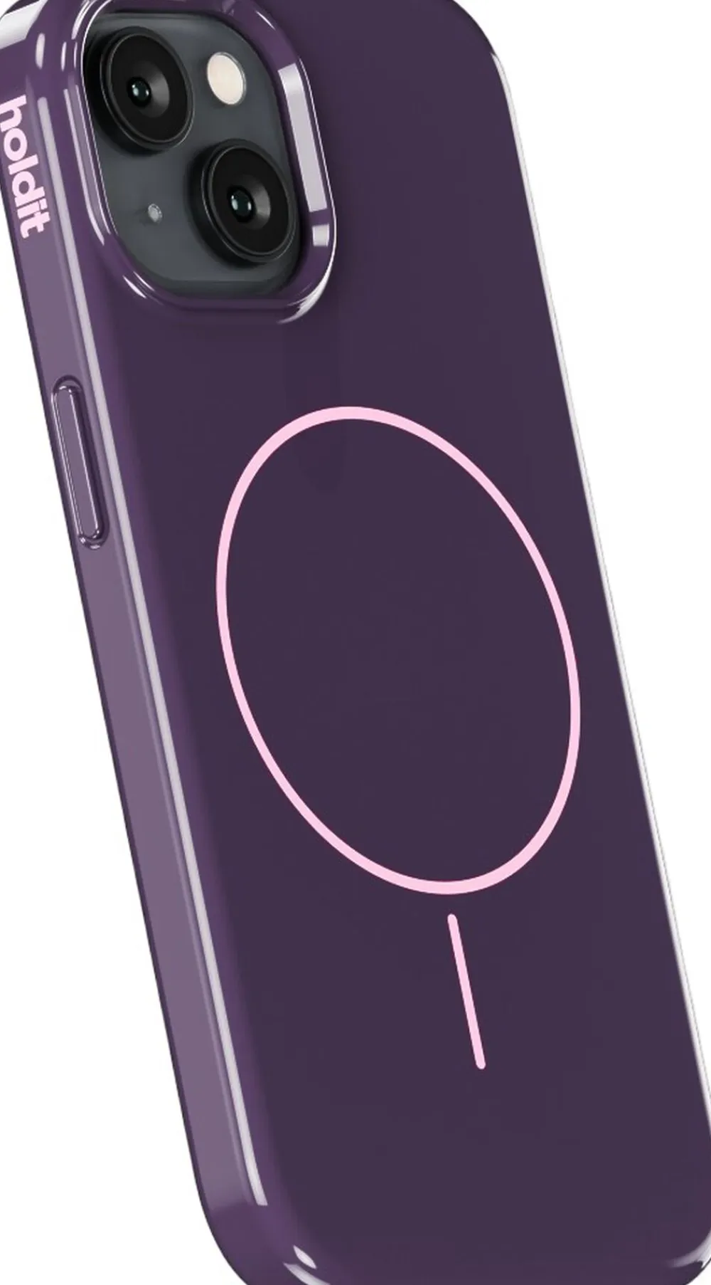 HoldIt Mono Case Magsafe iPhone 15/14/13 Deep Plum/Pink Lyserød