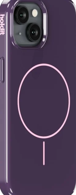 HoldIt Mono Case Magsafe iPhone 15/14/13 Deep Plum/Pink Lyserød