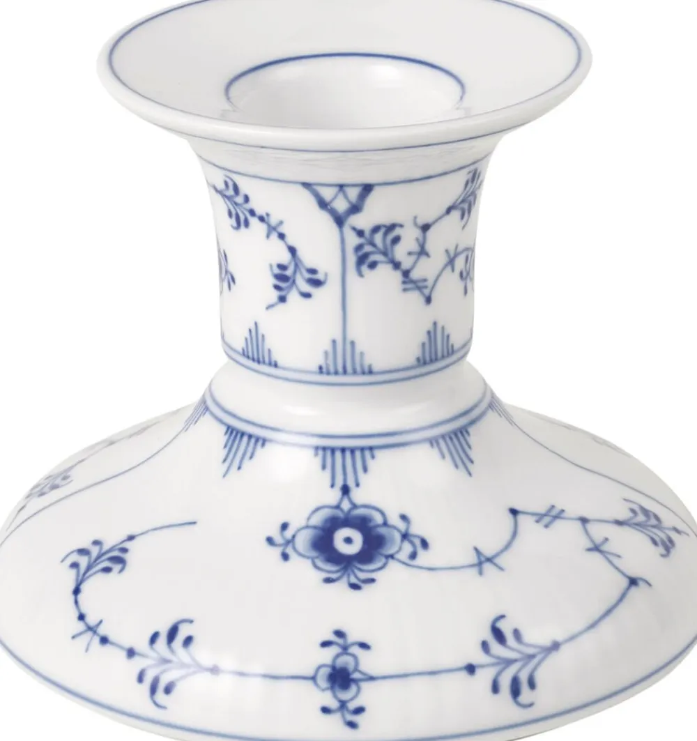 Royal Copenhagen Musselmalet Riflet Lysestage, 7,5 cm