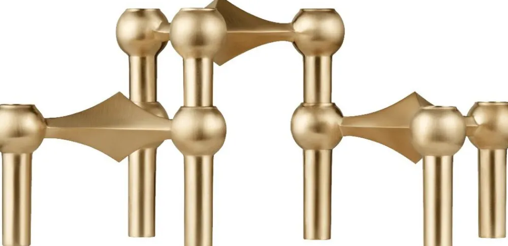 STOFF Nagel Nagel candle holder set with 3 pcs - brushed brass